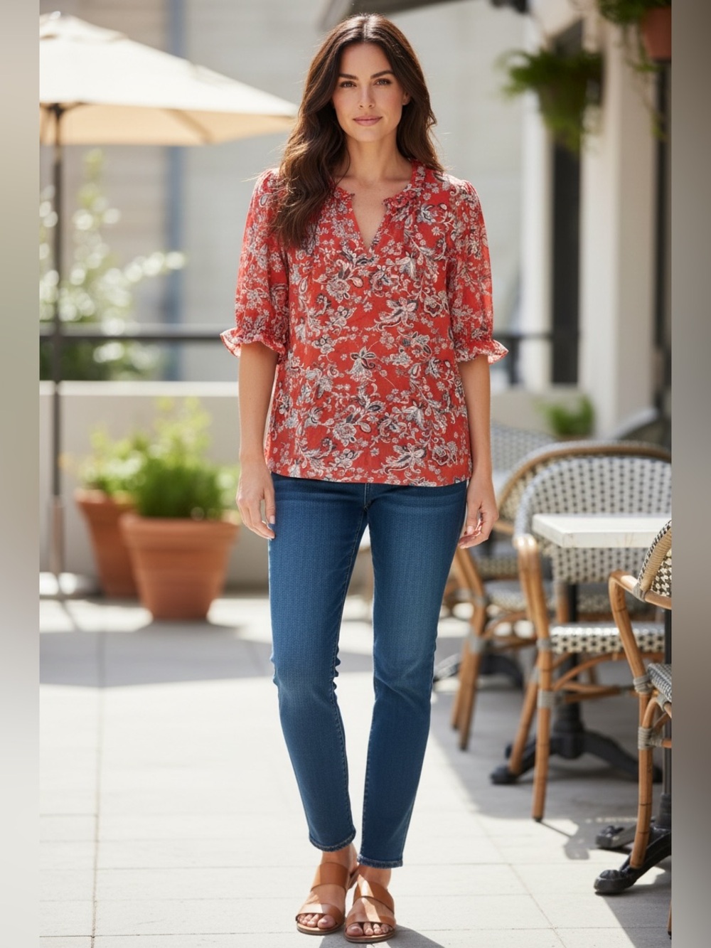 LOFT Outlet Paisley Print Blouse – Women’s XL Boho Peasant Top